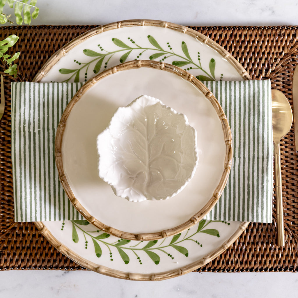 Leaf Bowl & Plate Ivory Styled on Table