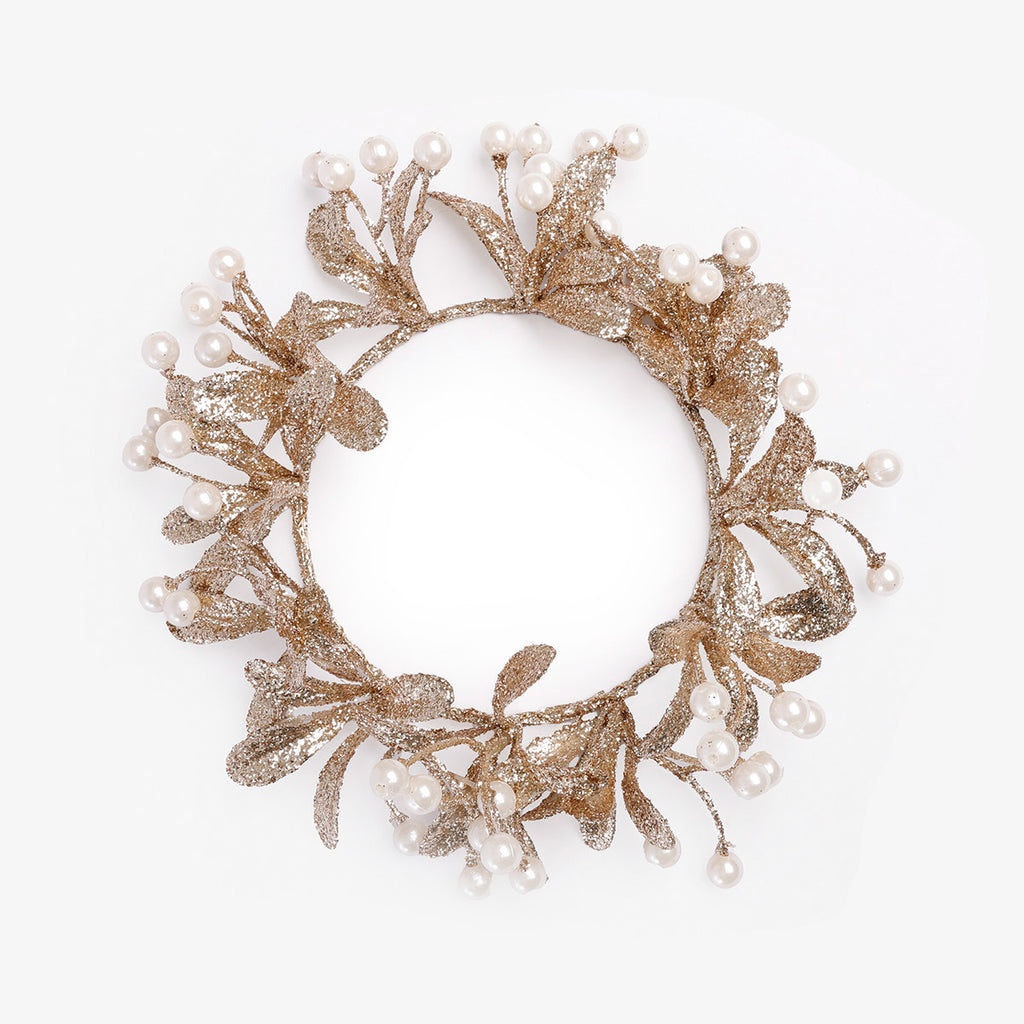 Leaf & Pearl Candle Ring 11cm Top