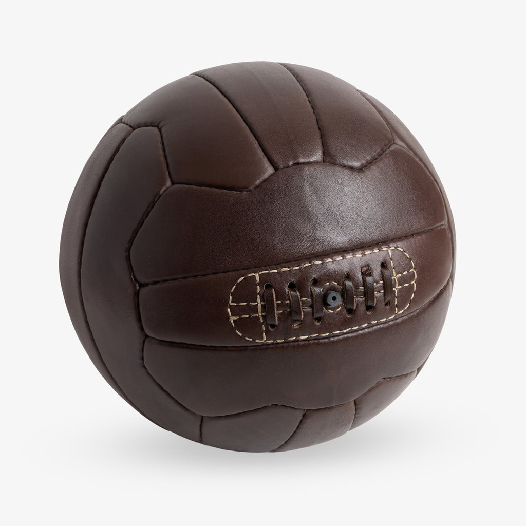 Leather Soccer Ball (Dark Brown) Side View