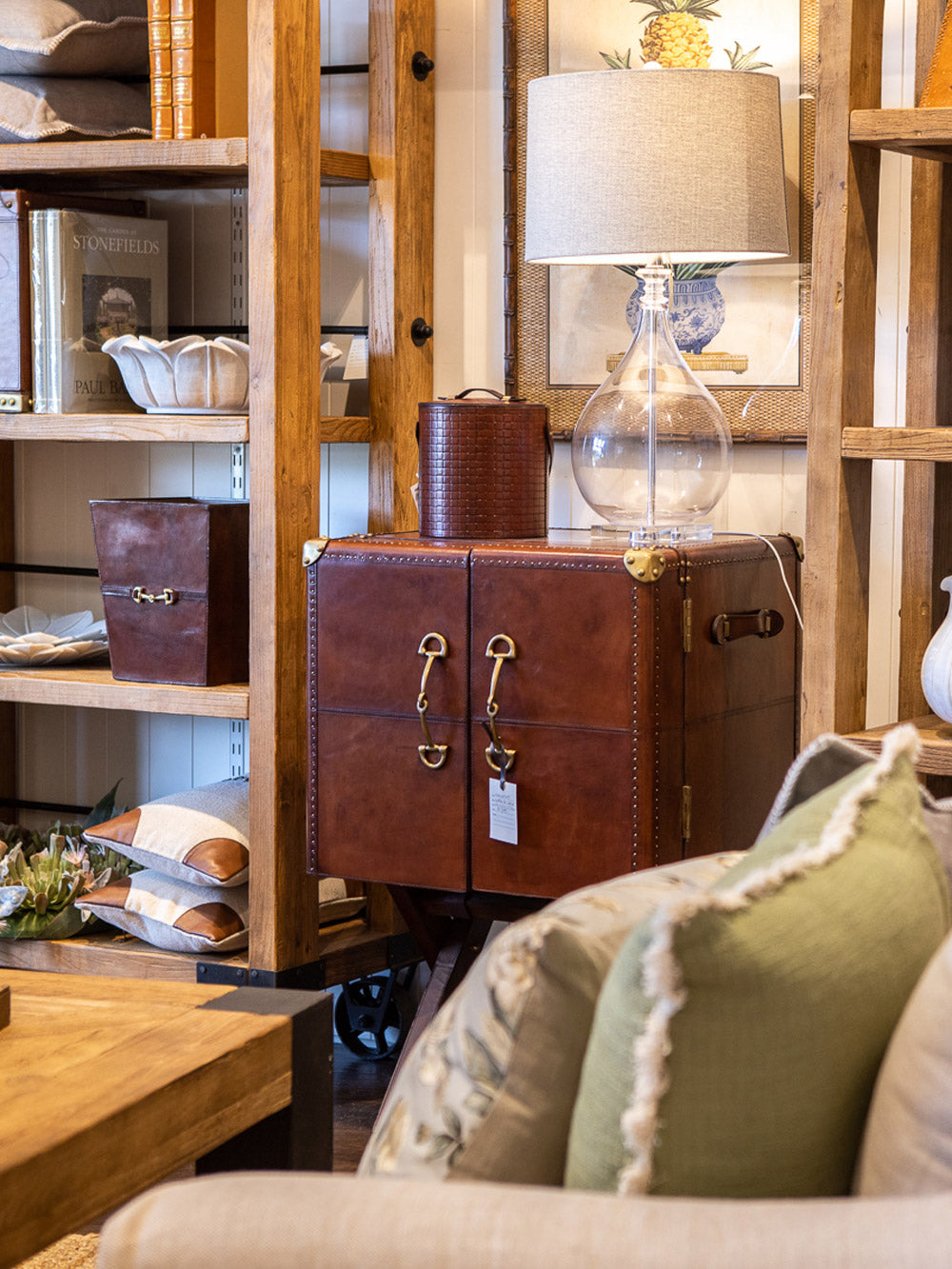 A leather bar cabinet at our Bundall store.