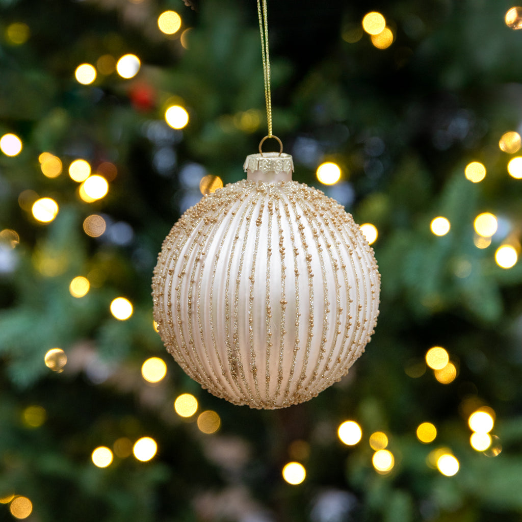 Linear Baubles Set Of 4 (Champagne Gold) Styled in Christmas Tree
