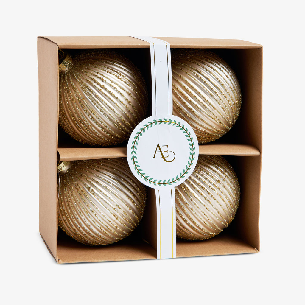 Linear Baubles Set Of 4 (Champagne Gold) In Box