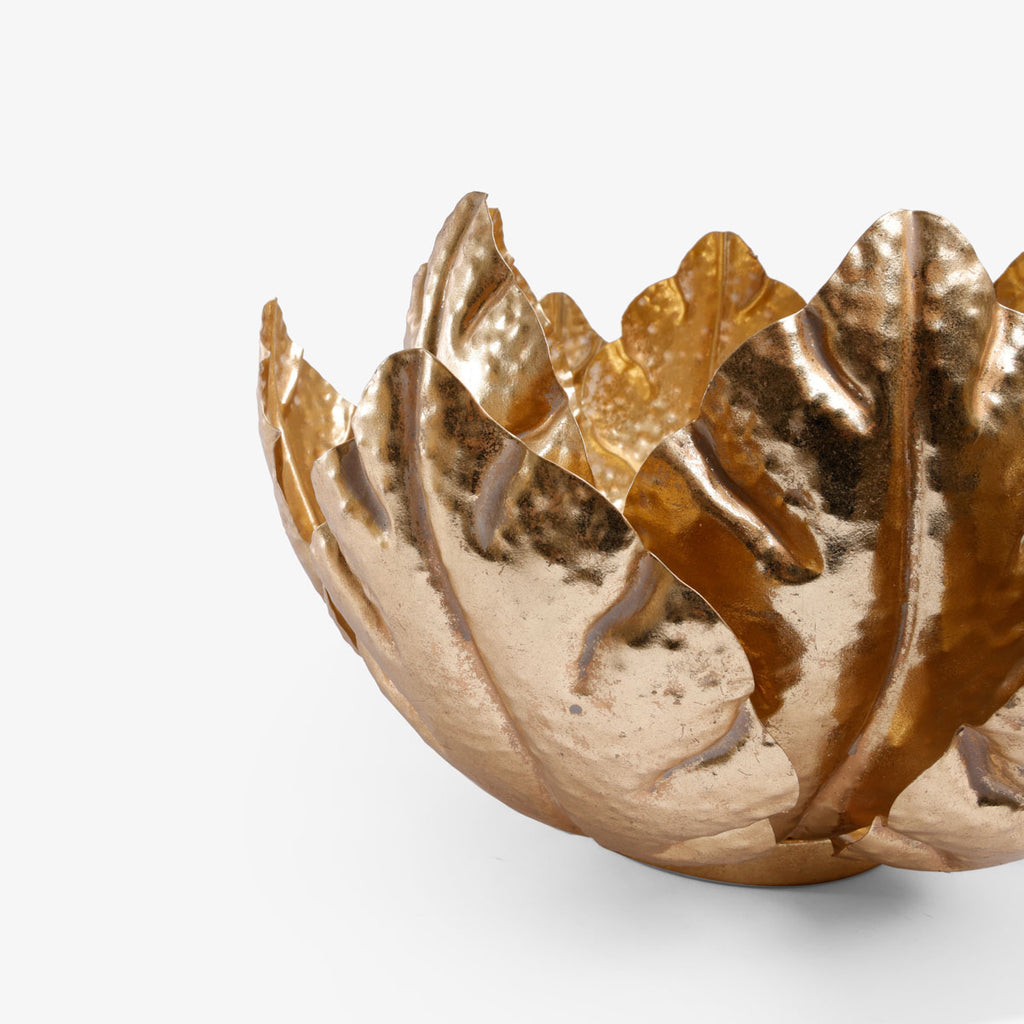 Lotus Gold Metal Candle Holders Closeup