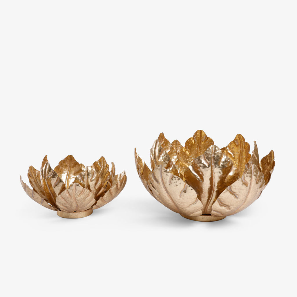 Lotus Gold Metal Candle Holders Duo