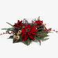 Magnolia & Poinsettia Glass Candle Holder (Red)