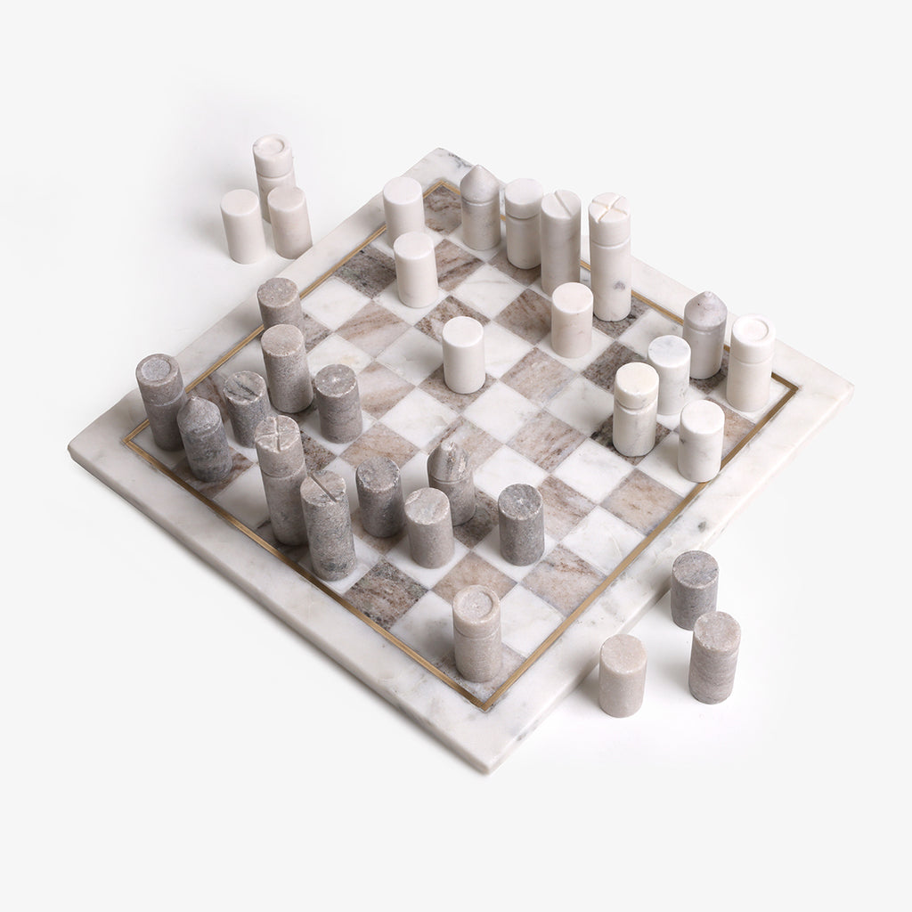 Marble Chess Board Detailed Pieces