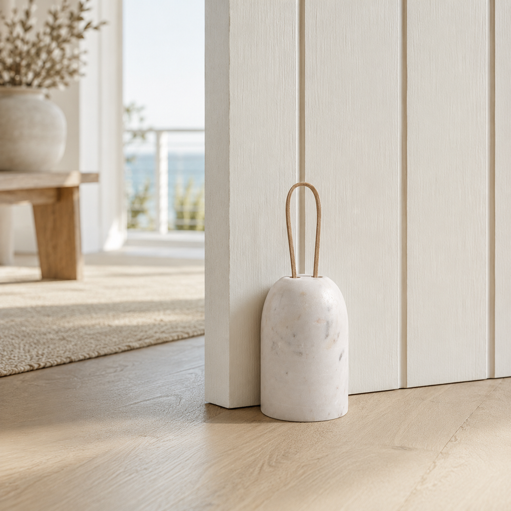 Marble Door Stop Coastal Bedroom Lifestyle