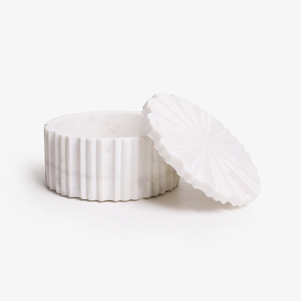 Marble Round Box With Lid 15cm Open