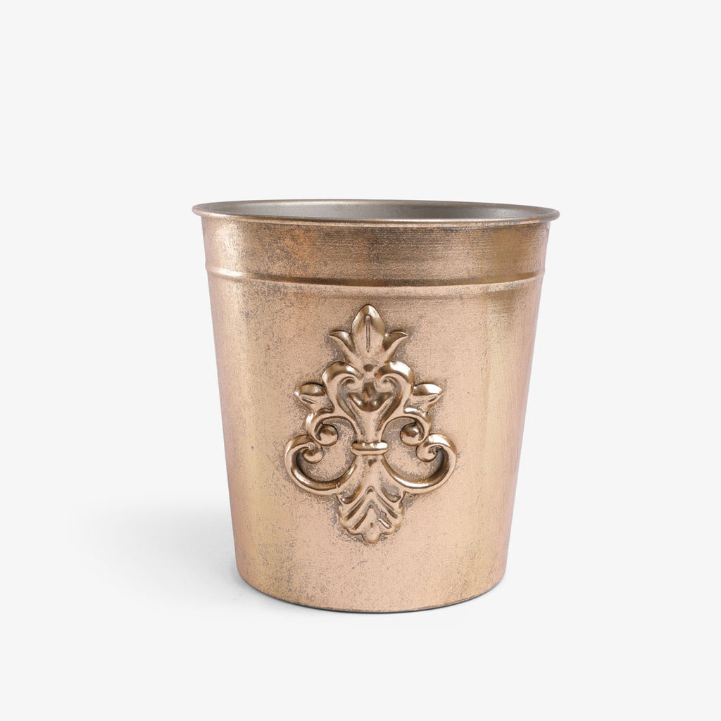 Medallion Gold Metal Planters Single Front
