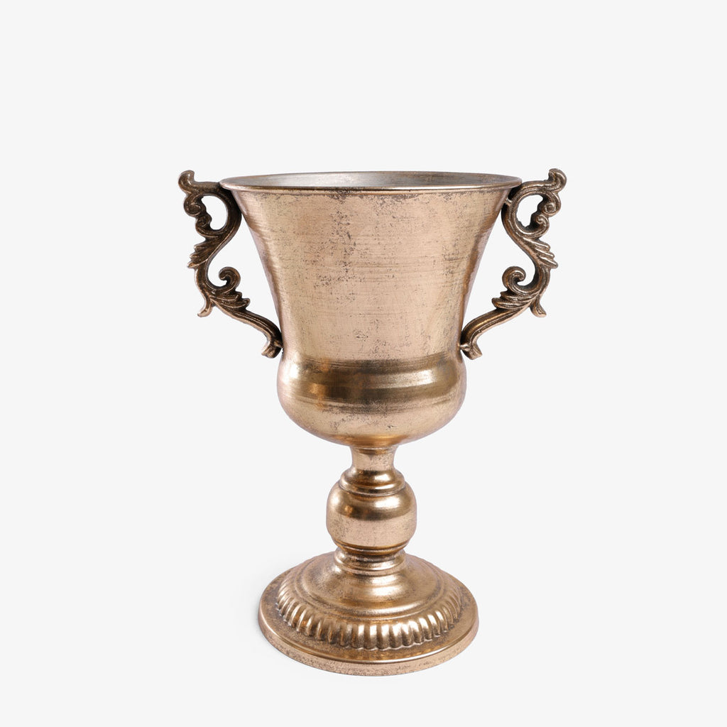 Medallion Gold Metal Planters With Handles Medium