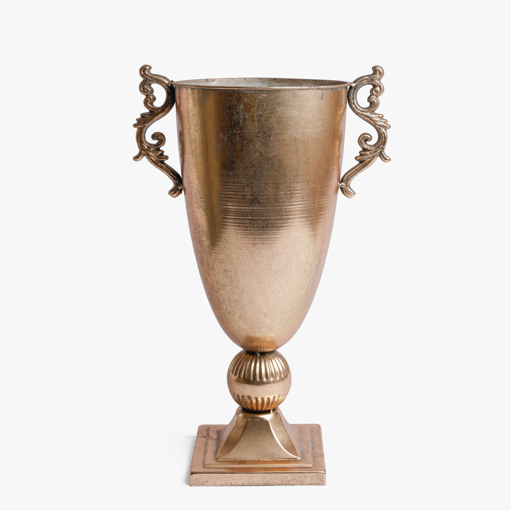 Medallion Gold Metal Planters With Handles Large