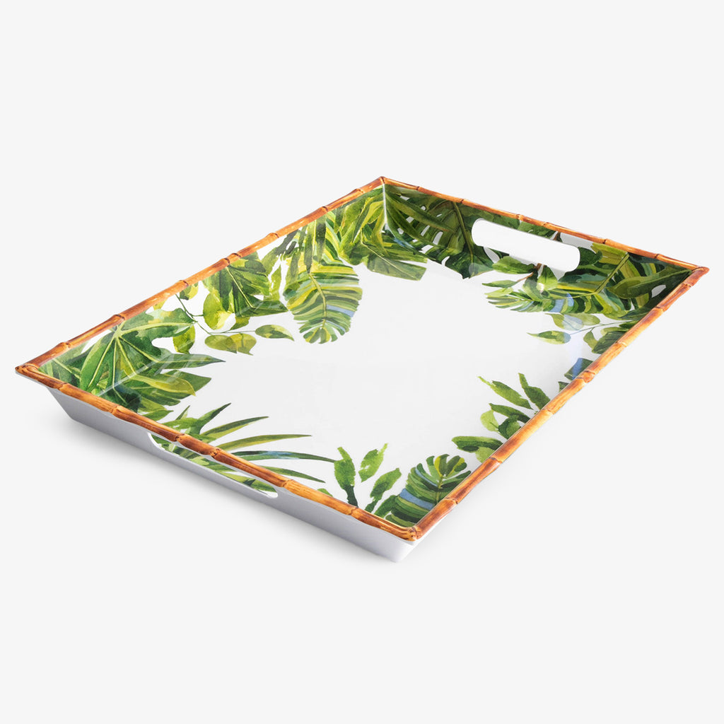 Melamine Jungle Tray Green Leaves Front