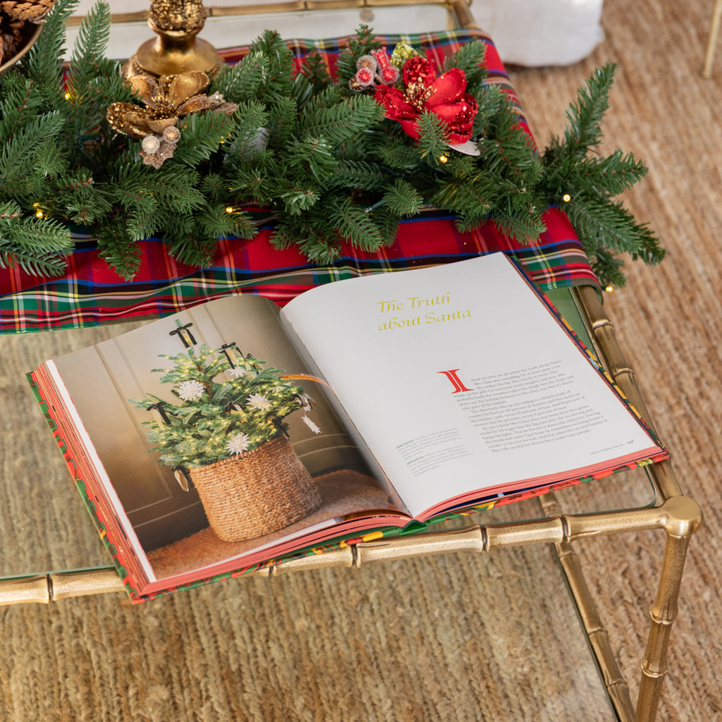 Merry & Chic Christmas Book Styled on Coffee Table
