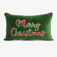 Merry Christmas Velvet & Tartan Cushion Cover (Green) Front View