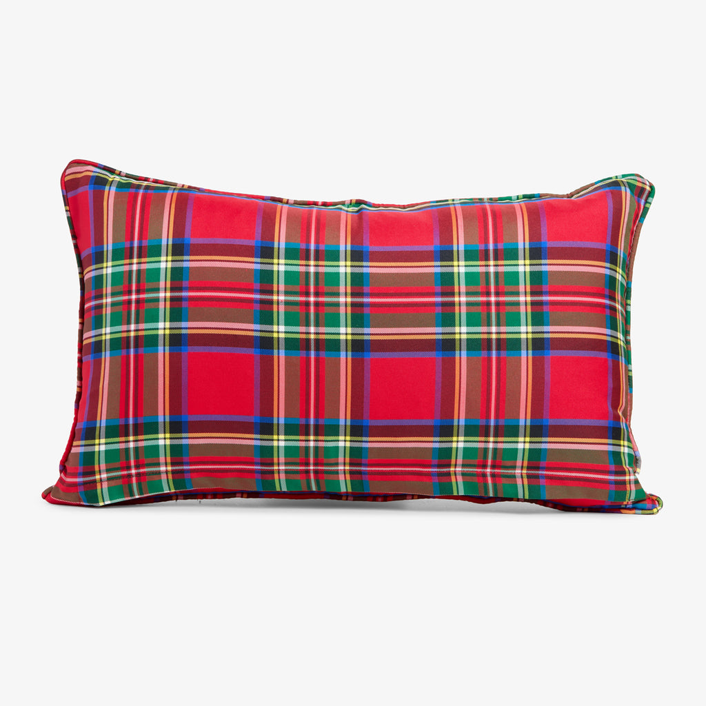 Merry Christmas Velvet & Tartan Cushion Cover (Green) Back View