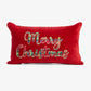 Merry Christmas Velvet & Tartan Cushion Cover (Red) Front View