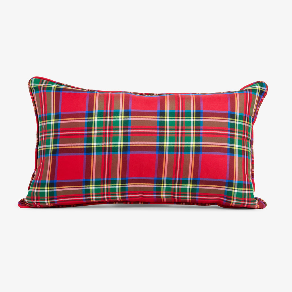 Merry Christmas Velvet & Tartan Cushion Cover (Red) Back View