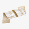 Merry Christmas Wire Velvet Ribbon (Cream & Gold) Front View