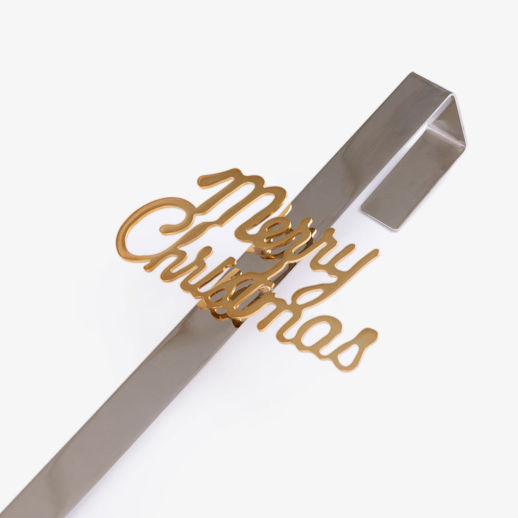 Merry Christmas Wreath Hanger (Gold) Close Up