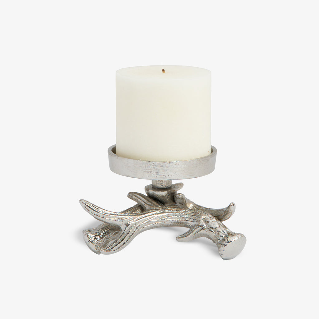 Metal Antler Candle Holders (Silver) Small with Candle