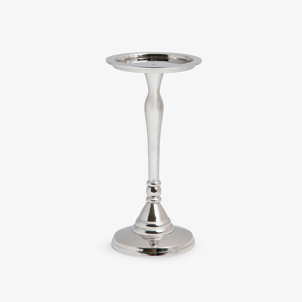 Metal Pillar Candle Holders (Silver) Singular Front View