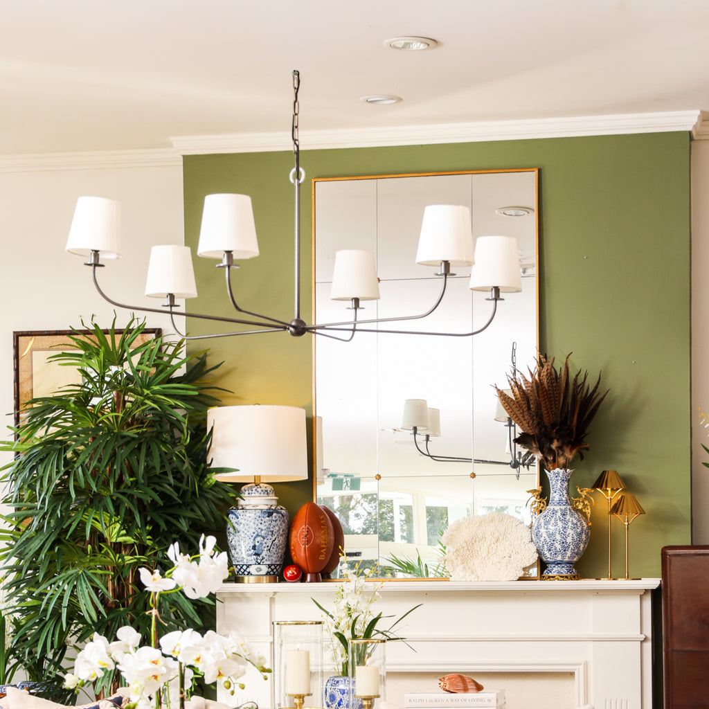 Milton Chandelier (White Shades) Living Room Styled