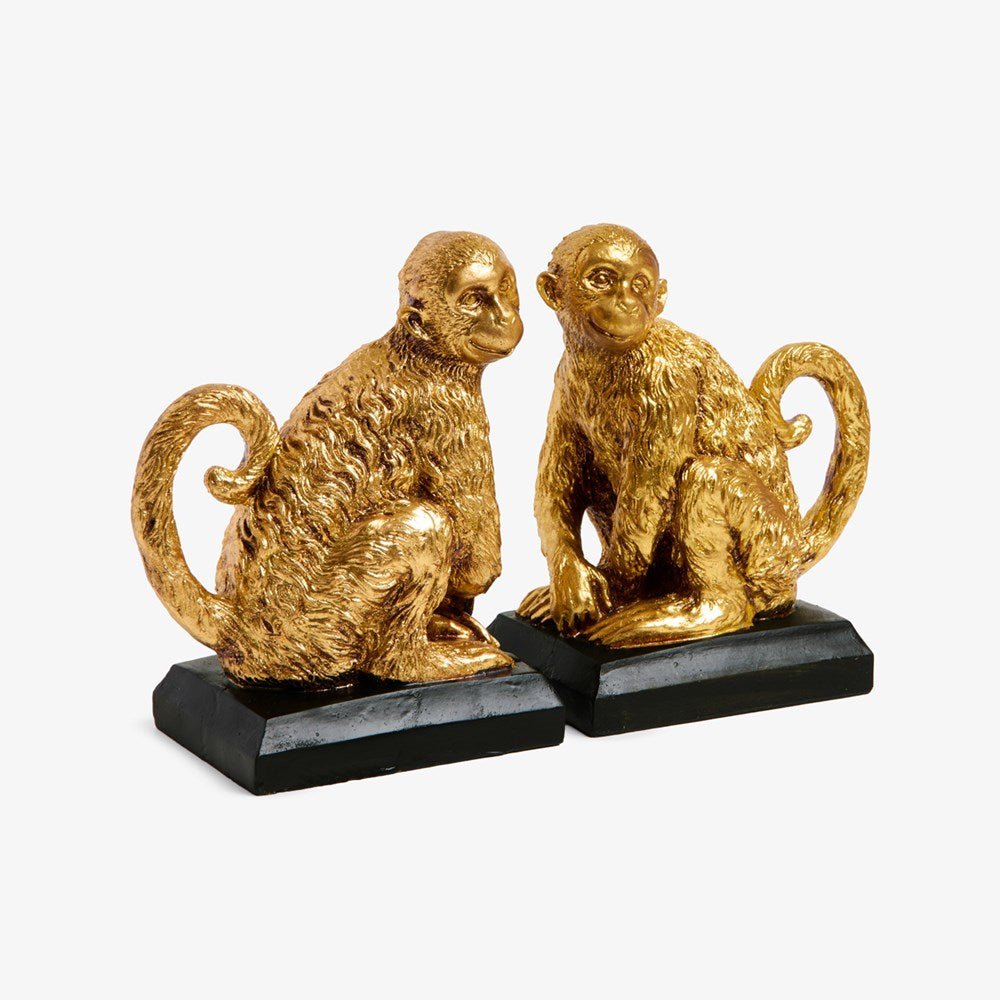 Monkey Bookends Gold Side View