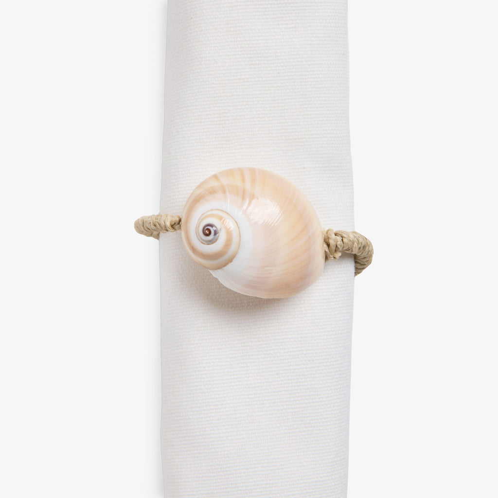 Shell Napkin Rings With Rope Set Of Four (Natural) Front View