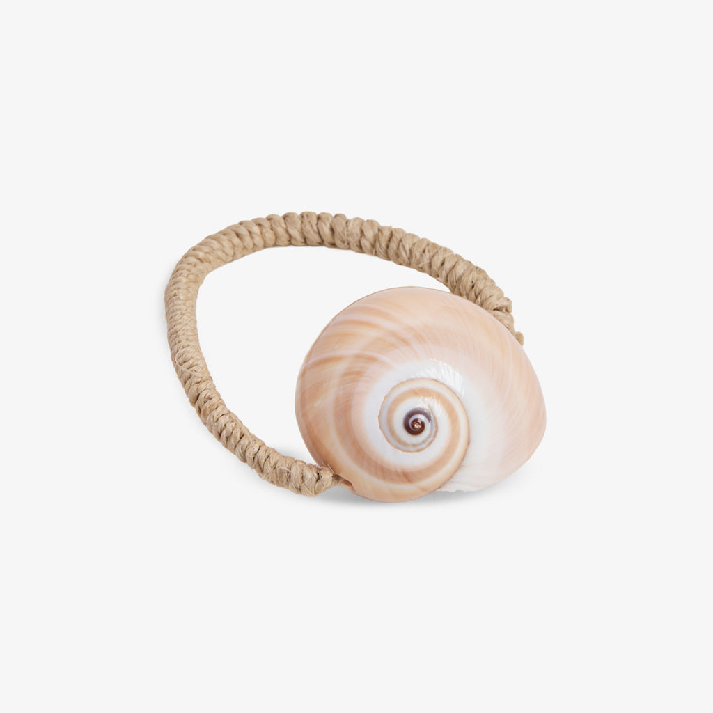 Shell Napkin Rings With Rope Set Of Four (Natural) Side View