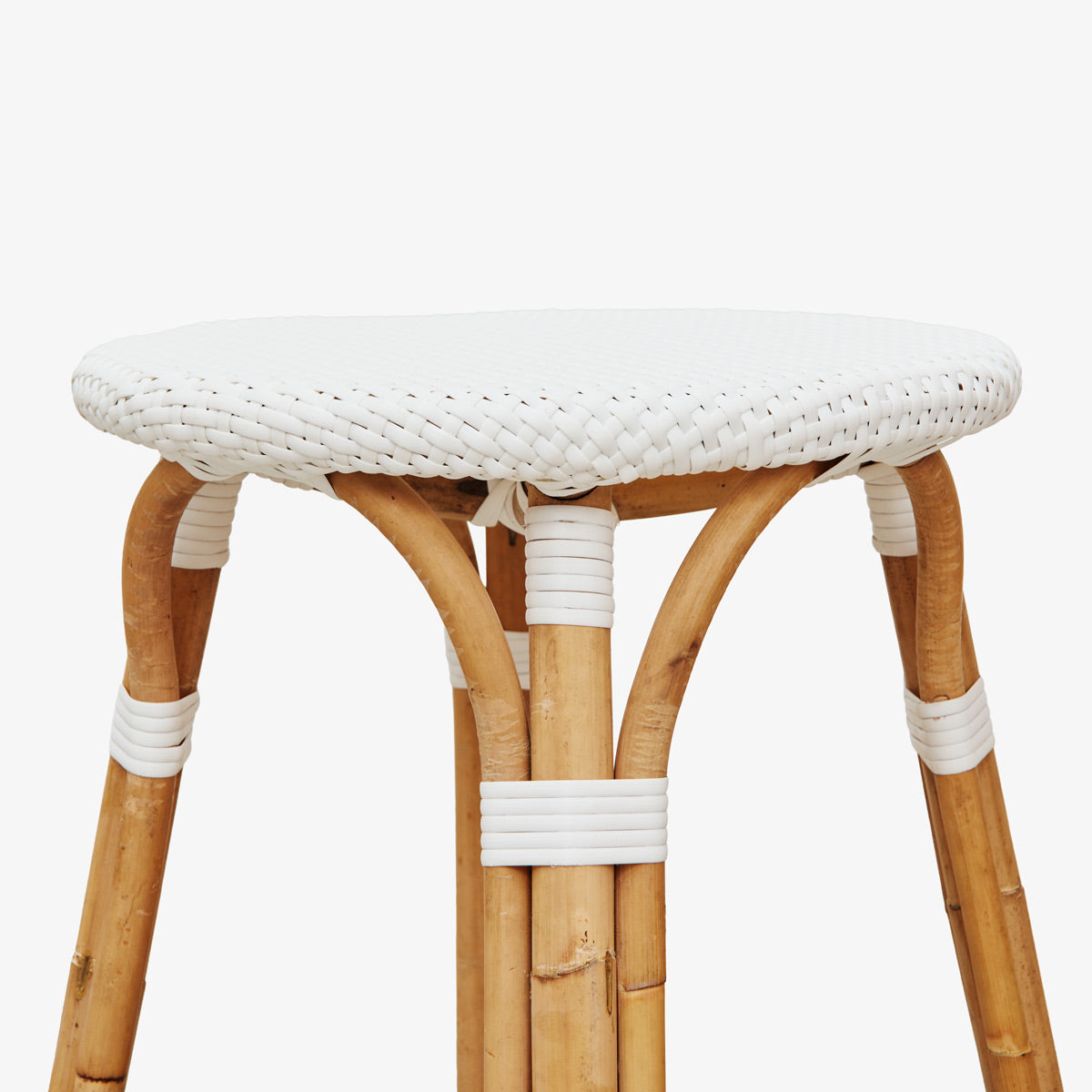 St Tropez Bamboo Kitchen Stool White Woven Bar Stool