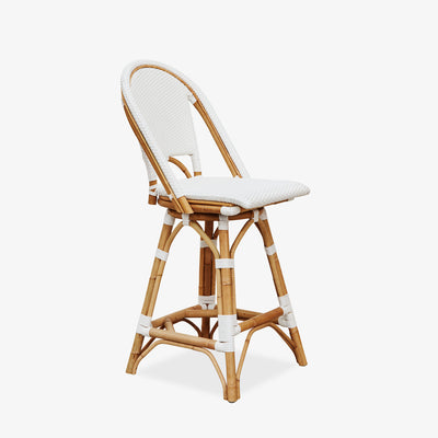 St Tropez Swivel Counter Bar Stool (White Single Weave) Front View