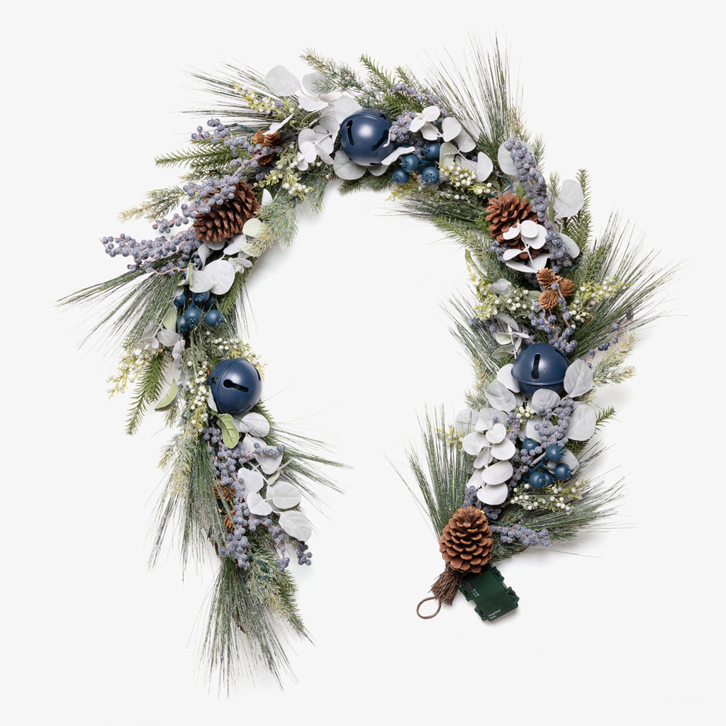 Newport Blue Berry Garland with Lights 180cm
