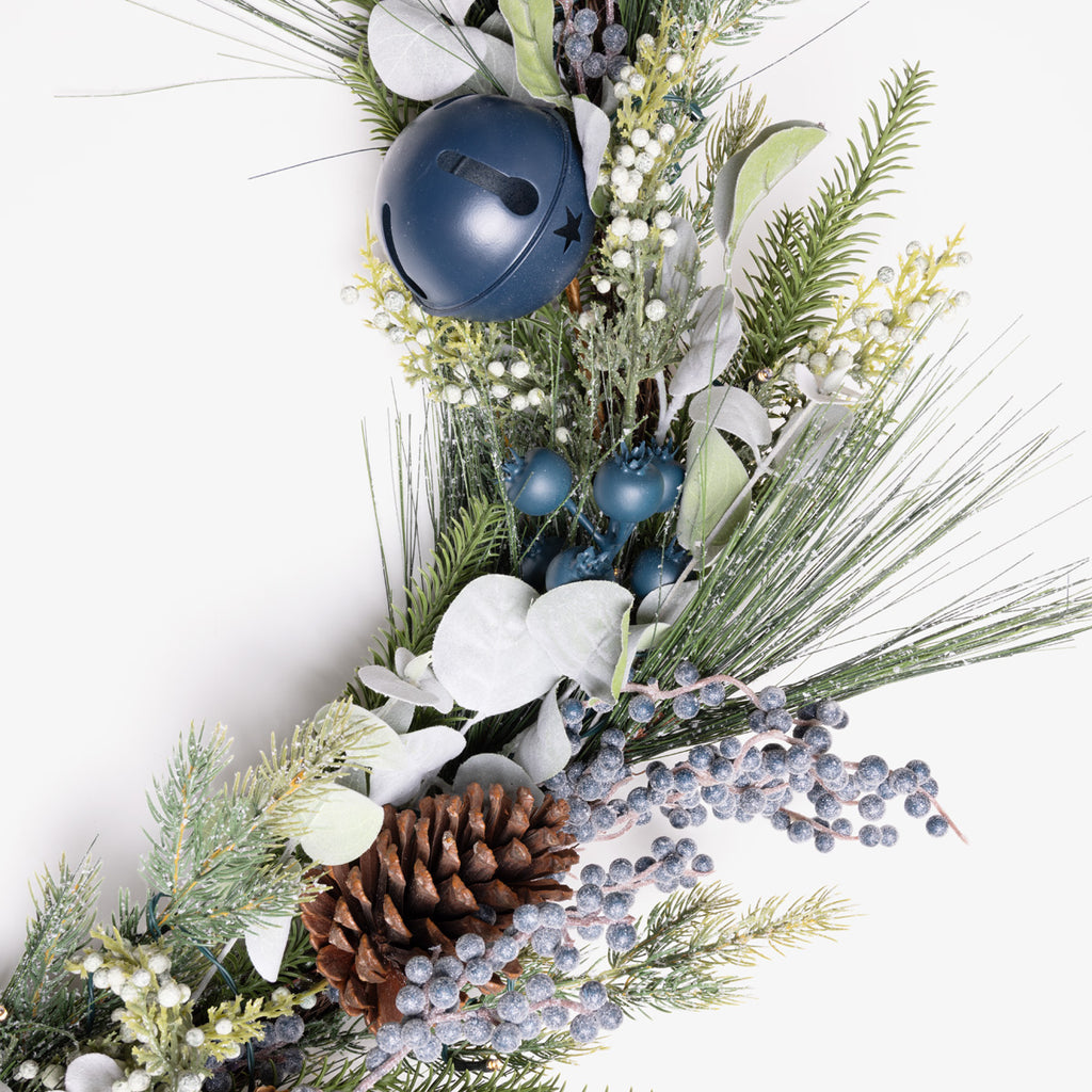 Newport Blue Berry Garland with Lights 180cm Close Up