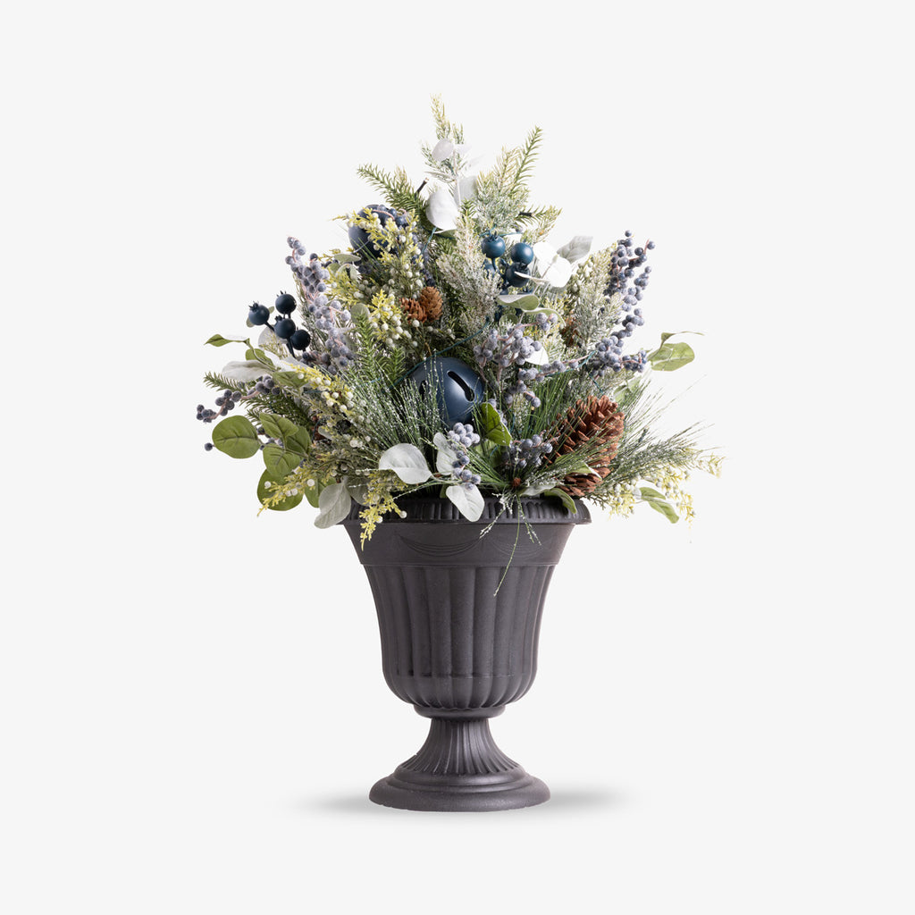 Newport Blue Berry Potted Arrangement with Lights 80cm