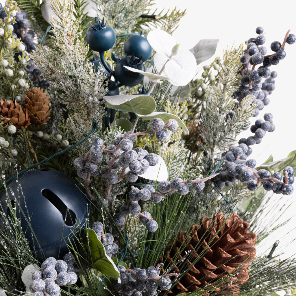 Newport Blue Berry Potted Arrangement with Lights 80cm Close Up