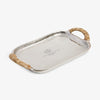 Palm House Metal Tray With Rattan Handles Top View