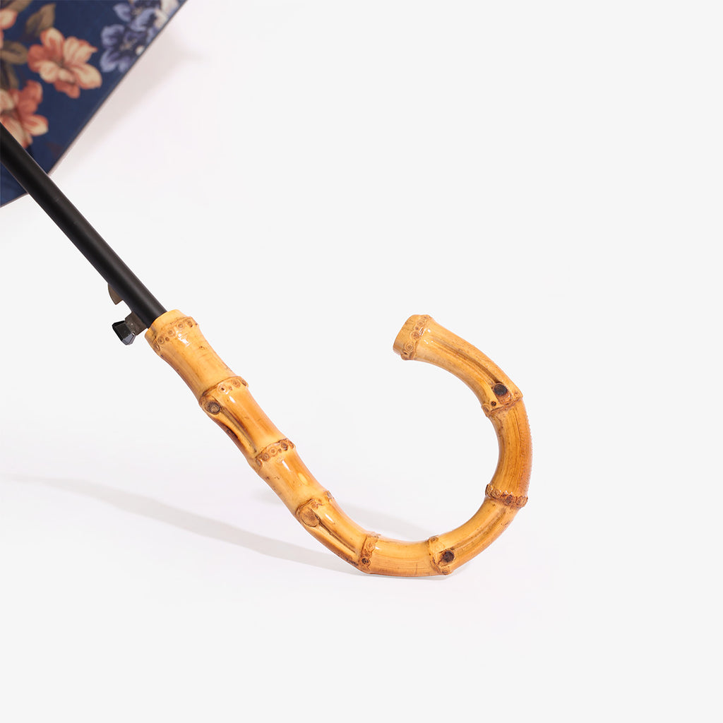 Night Garden Print Umbrella Bamboo Handle