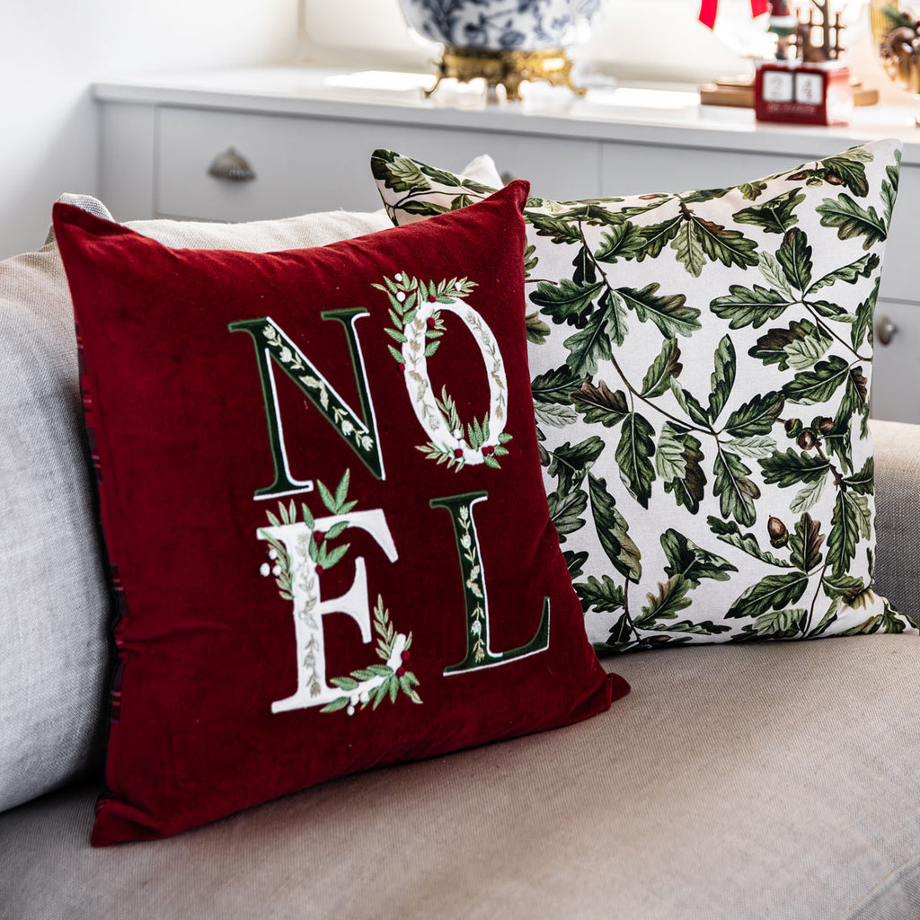 Noel Velvet Cushion Cover (Red) Styled