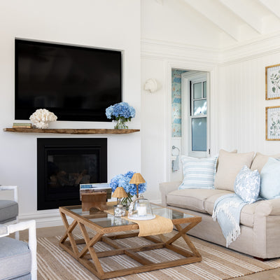 Oak Cross Leg Coffee Table 120cm Styled in Poolhouse