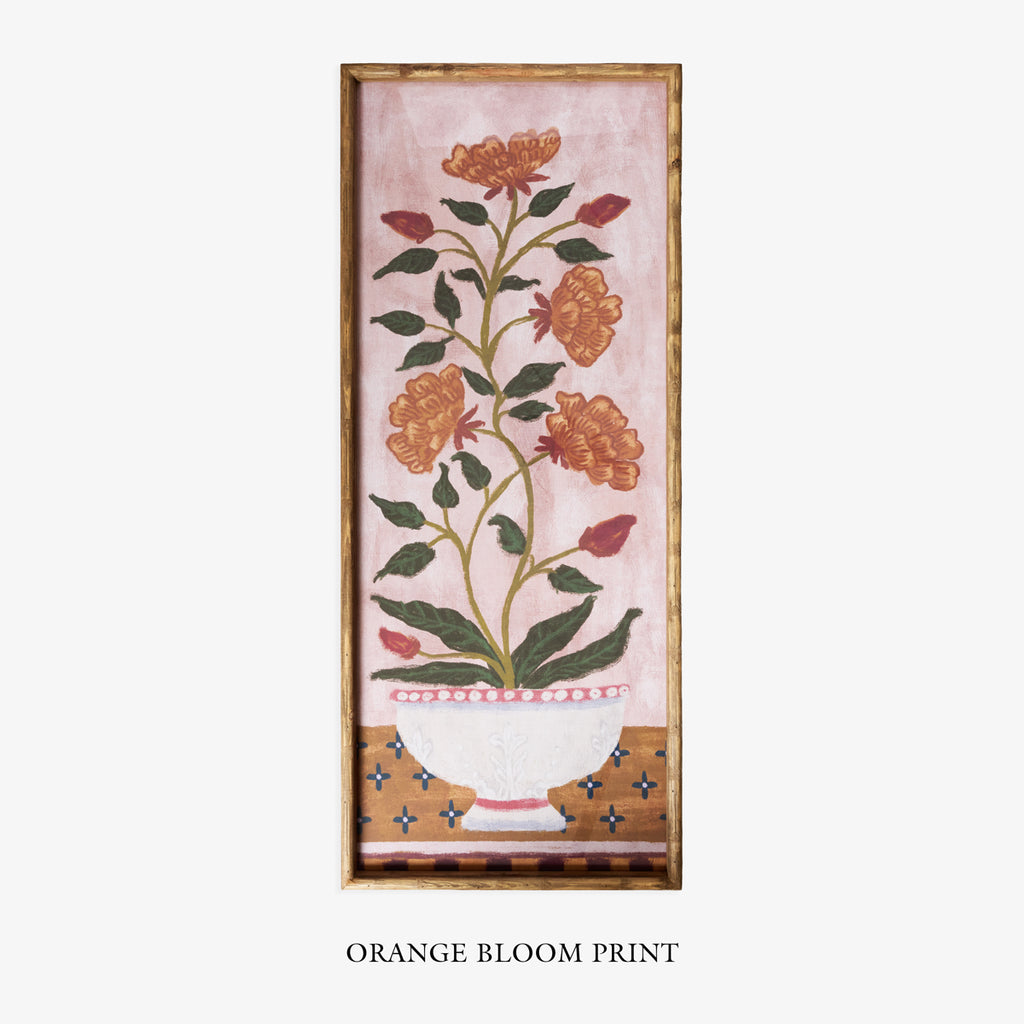 Orange Bloom Print In Bamboo Frame Title