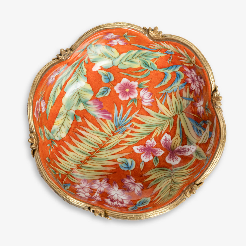 Orange Palm Bowl With Gold Edging 18cm Top