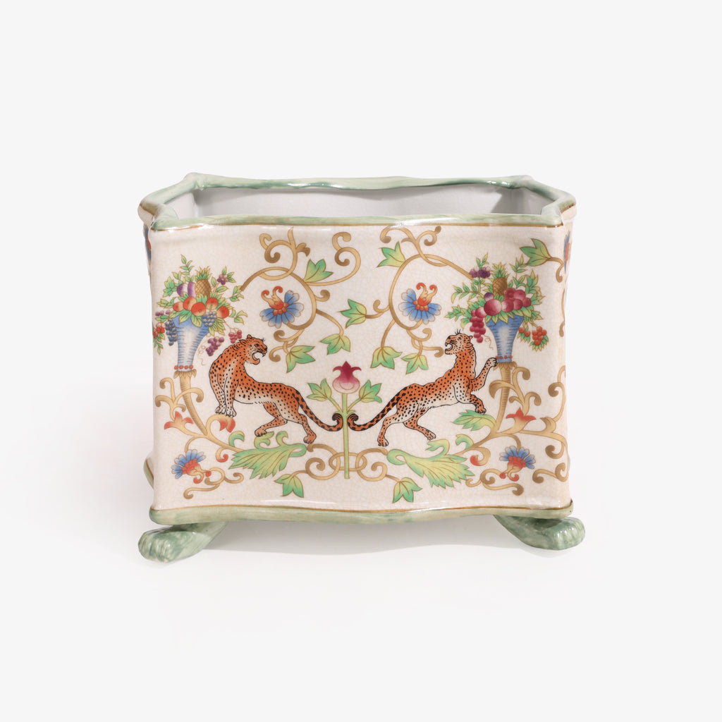 Orange Tiger Rectangle Planter Chinoiserie Style