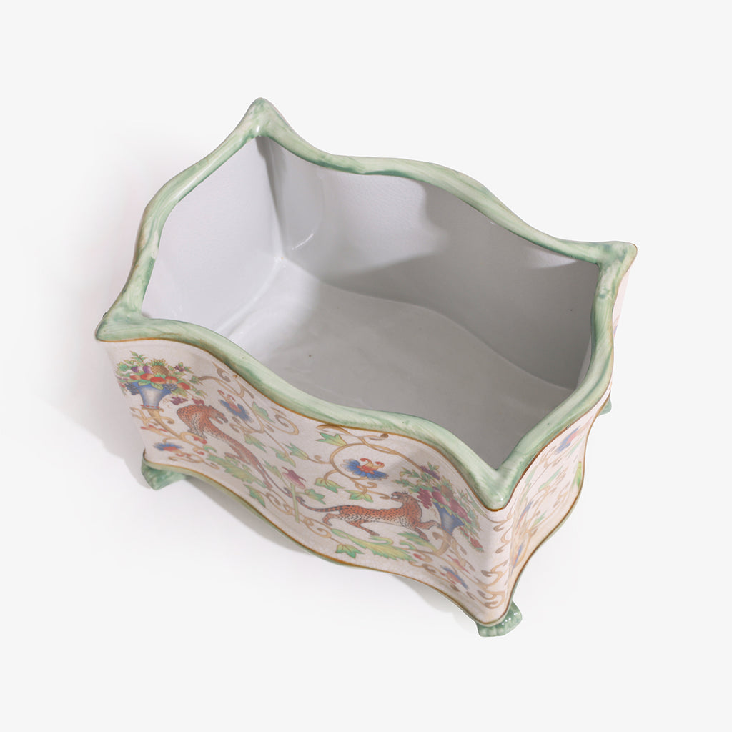Orange Tiger Rectangle Planter Chinoiserie Style Top View