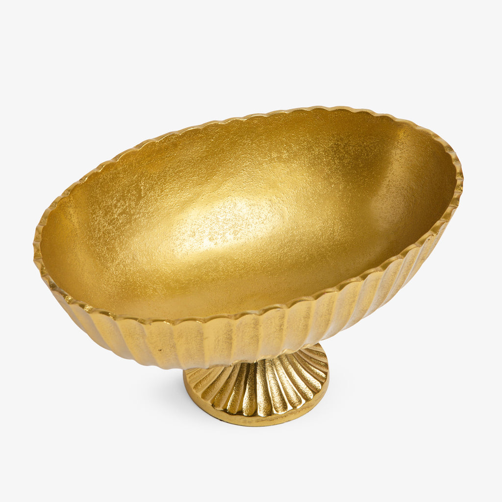 Fluted Oval Bowl (Gold) Top View