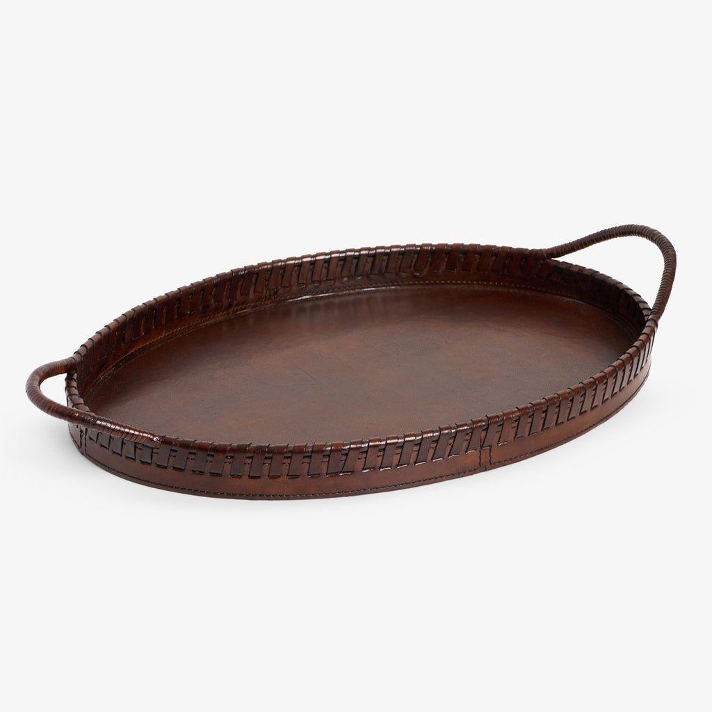 Oval Leather Tray Side View