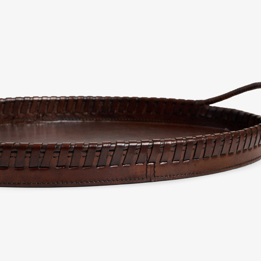  Oval Leather Tray Close Up