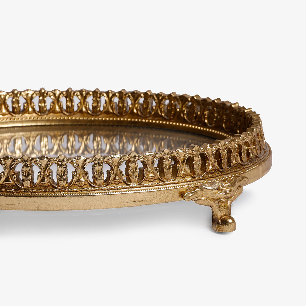 Oval Mirror Tray (Gold) Close Up