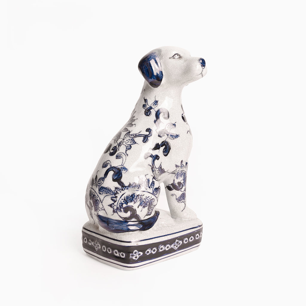 Dynasty Chinoiserie Style Pair Of Dogs Statue Back View