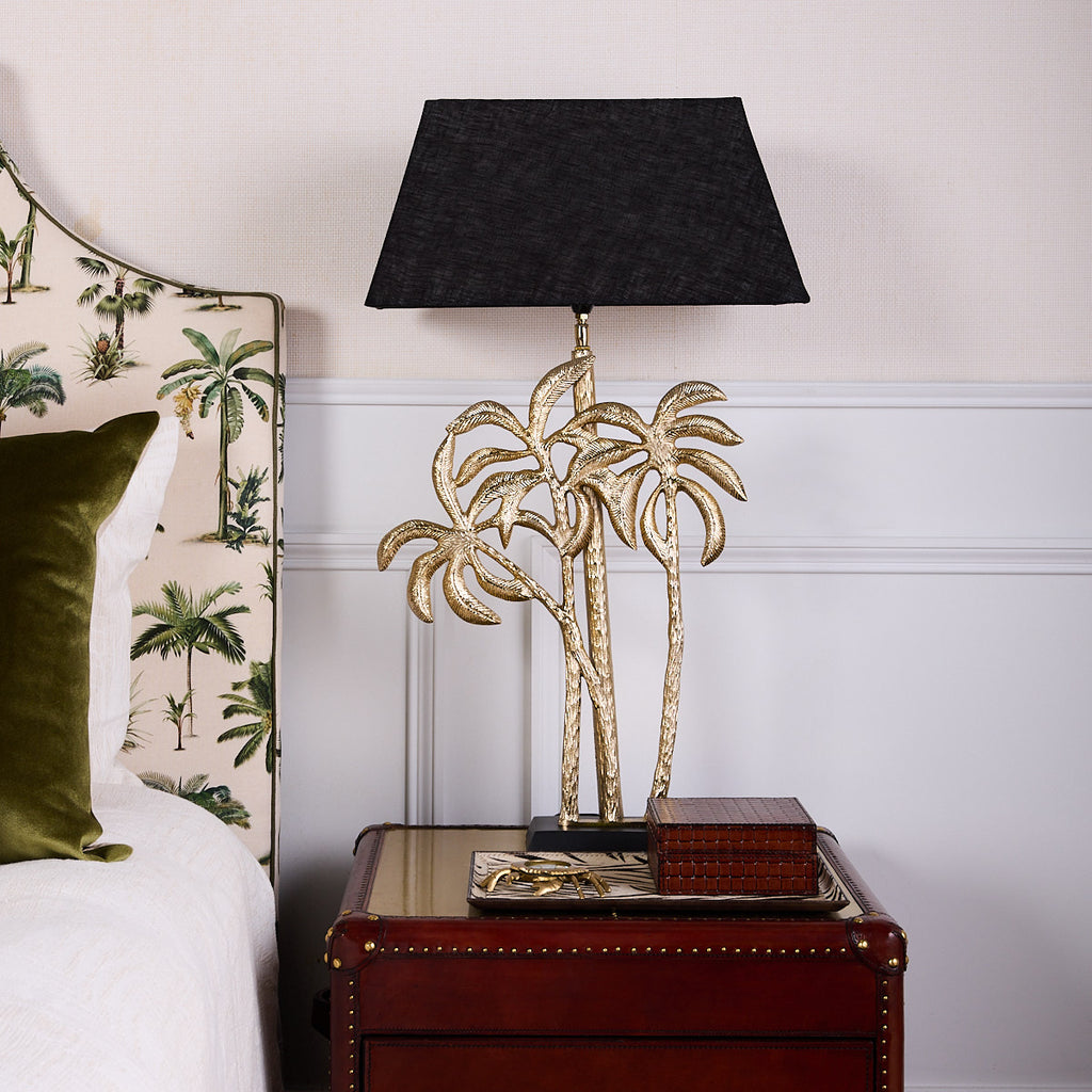 Palm Tree Triple Lamp Gold Styled