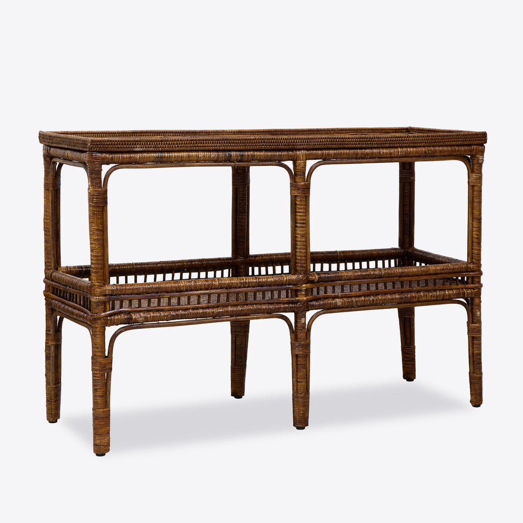 Panama Rattan Console (Brown) Side View